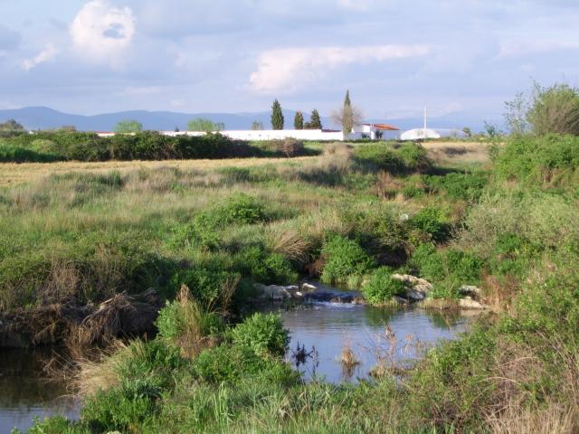 el rio Lebosilla con el cementerio de fondo