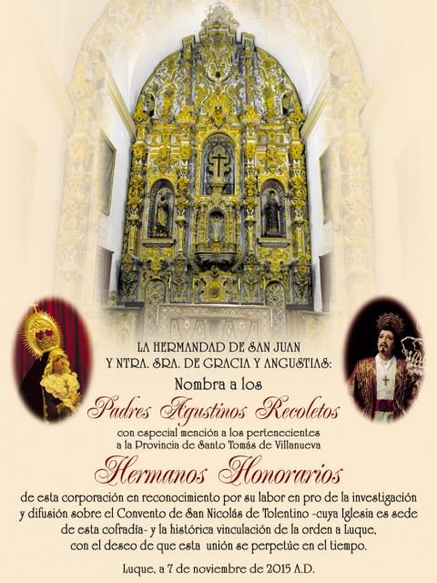 Reconocimiento a los Agustinos en Luque.