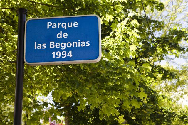 Cartel del Parque de las Begonias en Piedrafita