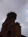 Torre de la iglesia con cigüeña