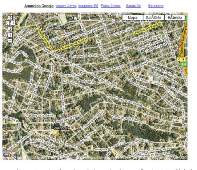 Pueblo de Valldeoreix en Barcelona, Mapa de Google
